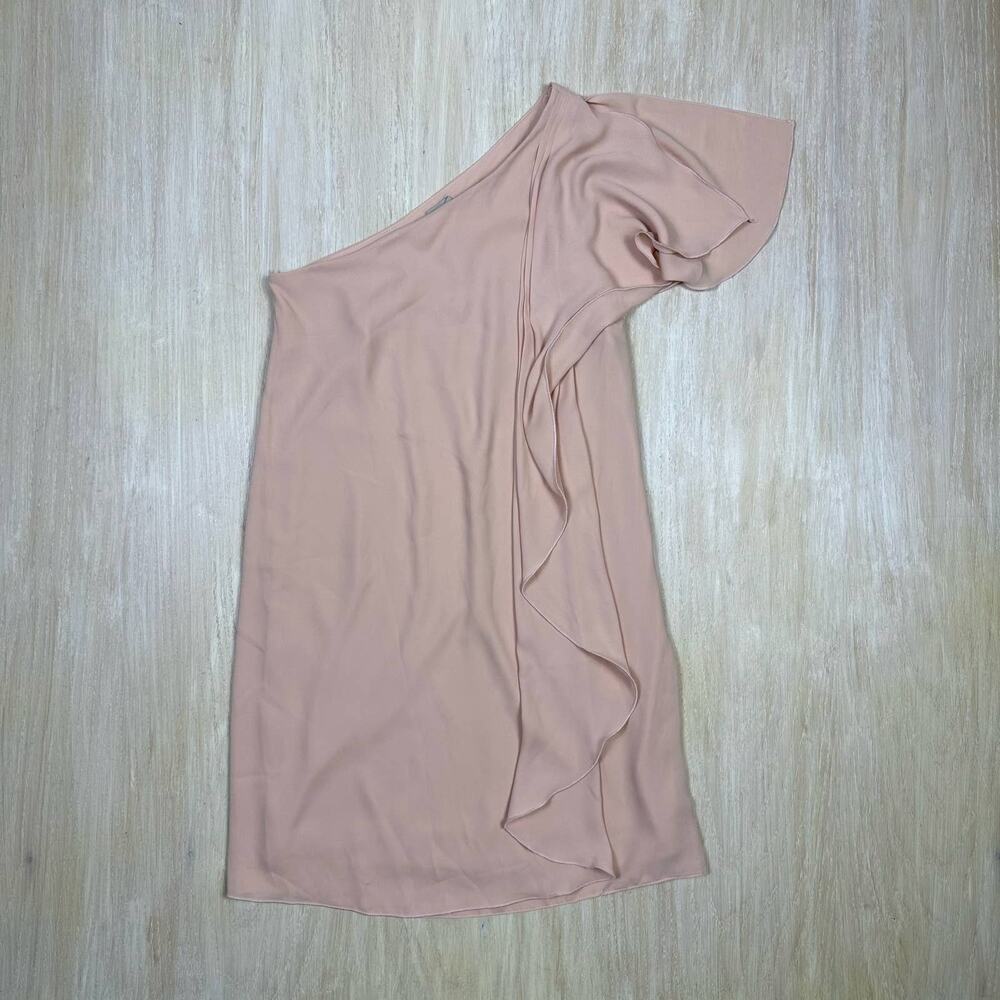 NWT ASOS Peach Cream Cocktail One Shoulder Sheath Ruffle Mini Dress 2